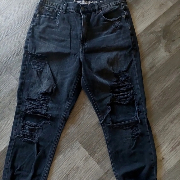 American Eagle Outfitters Distressed Black Boyfriend Jeans - Picture 3 of 7